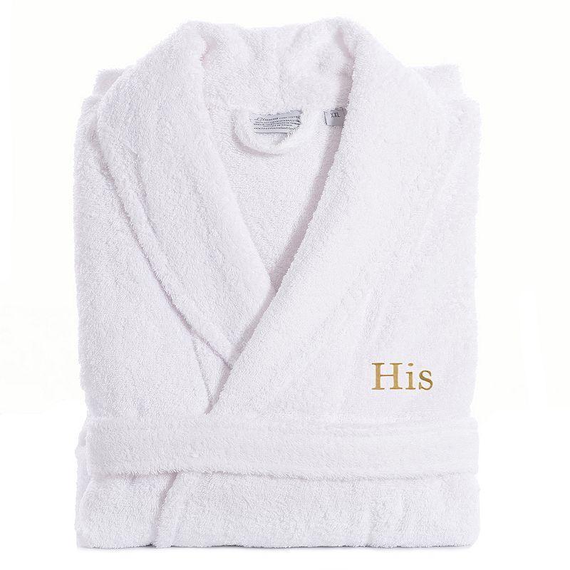 Men's Linum Home Textiles Turkish Cotton Embroidered ''His'' Terry Bathrobe, Size: Small/Medium, Gold Product Image