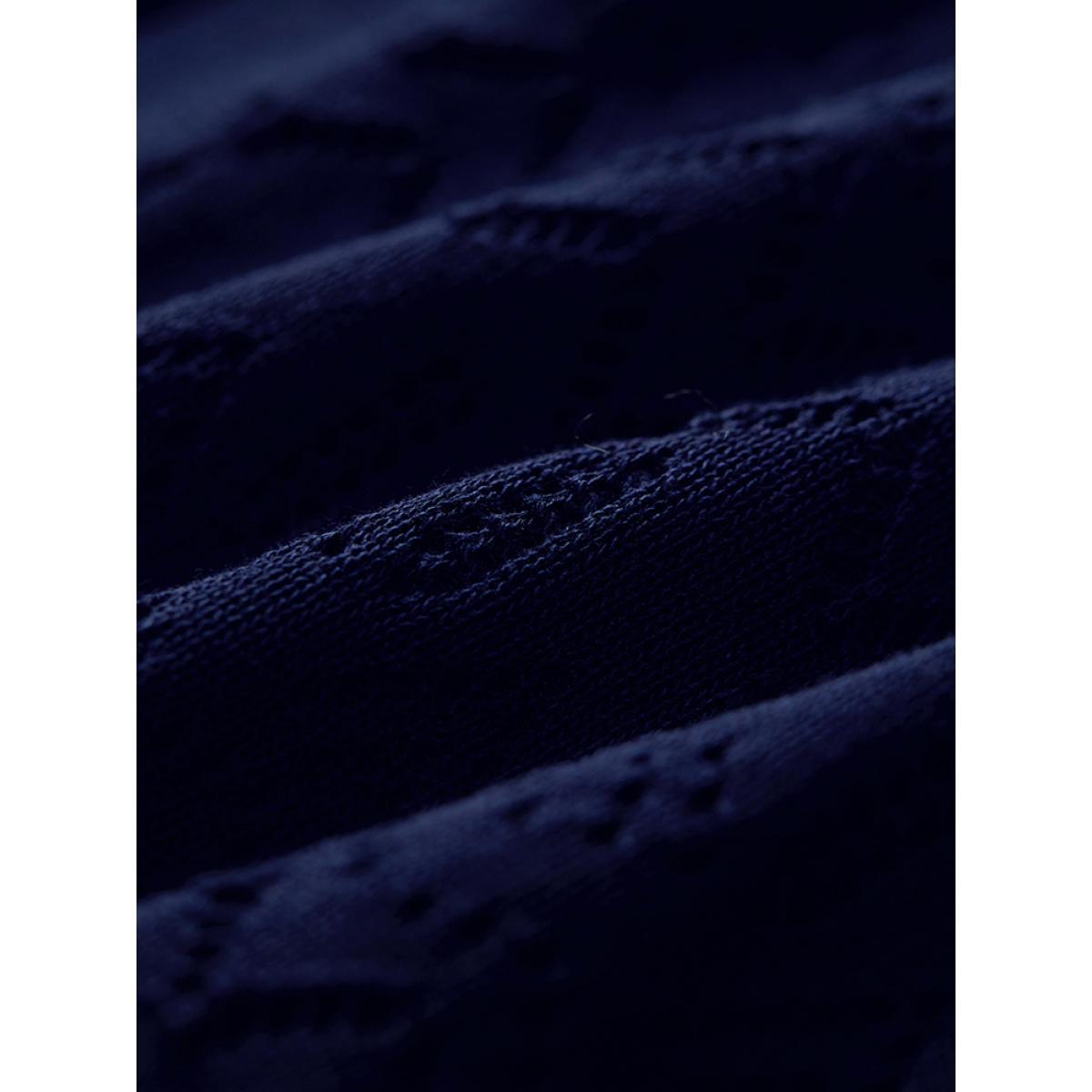 Plus Size Plain Pocket Hollow Out Button Through Cardigan Indigo Women Casual Long Sleeve Dailywear Cardigans BloomChic 28/5X Product Image