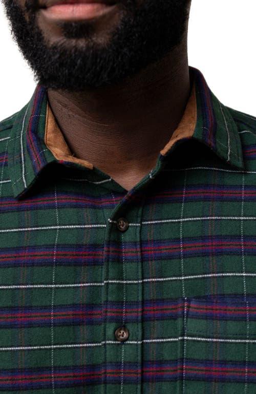 Hope & Henry Men's Organic Flannel Shirt with Suede in Merry Pine Plaid at Nordstrom, Size Large Product Image