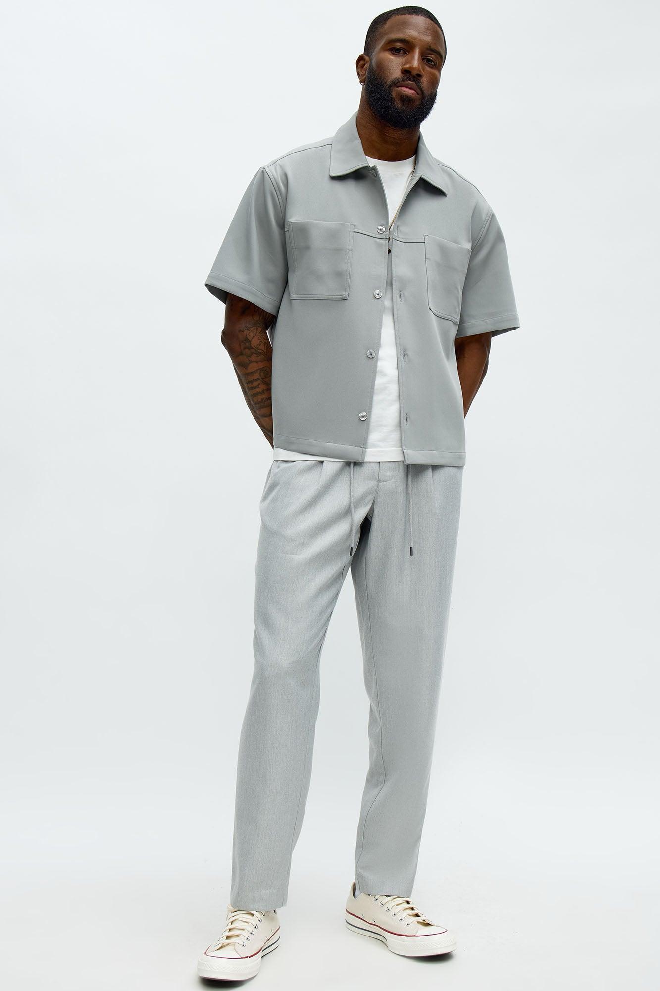 Slim Modern Stretch-Waist Everyday Trouser - Light Grey Product Image