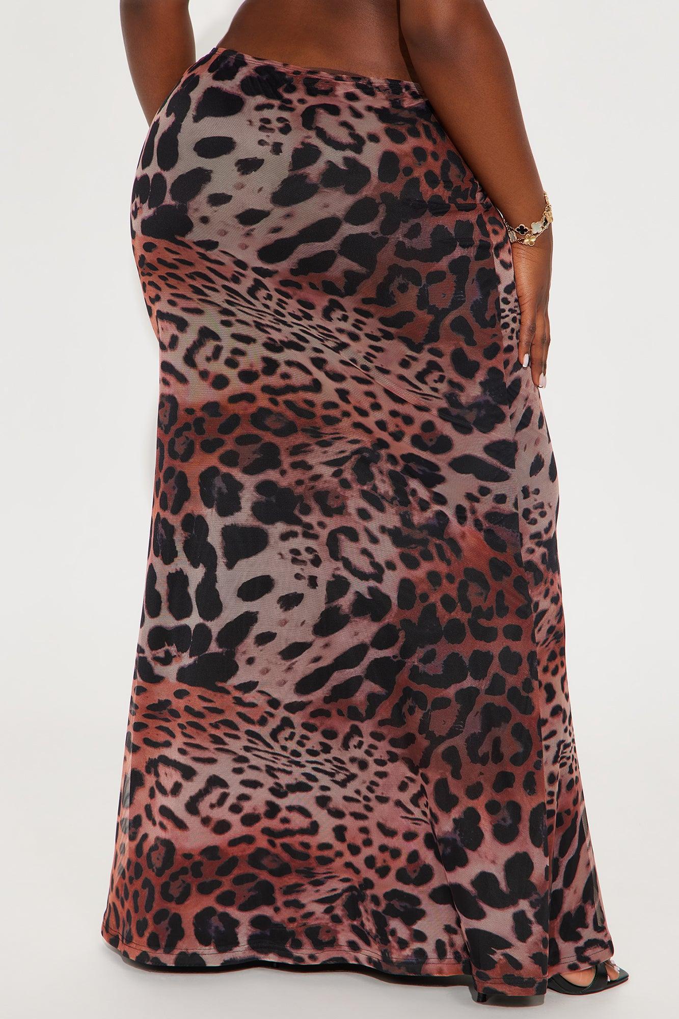 She's Been Spotted Leopard Mesh Maxi Skirt - Brown/combo Product Image