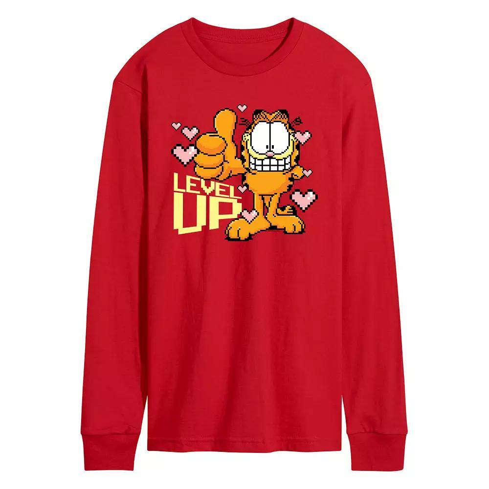 Mens Garfield Level Up Your Life Long Sleeve Graphic Tee Product Image