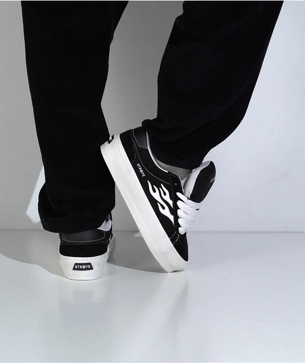 Straye Logan Stomper Black & White Skate Shoes Product Image