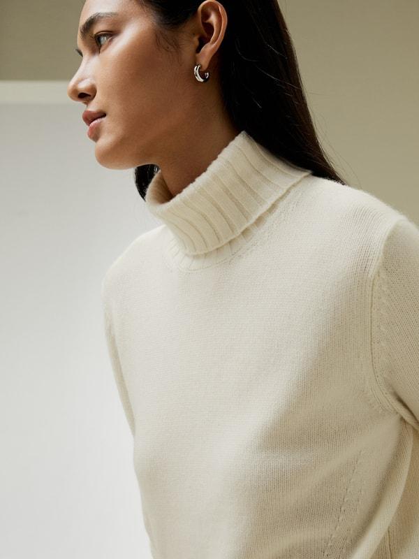 Turtleneck Sweater with Rib Hemline Product Image