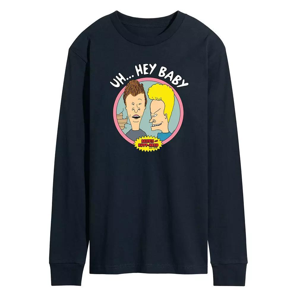 Men's Beavis & Butthead Uh... Hey Baby Long Sleeve Graphic Tee, Size: XL, Blue Product Image