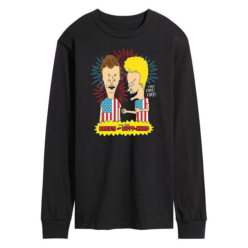 Mens Beavis And Butthead USA Firework Long Sleeve Tee Product Image