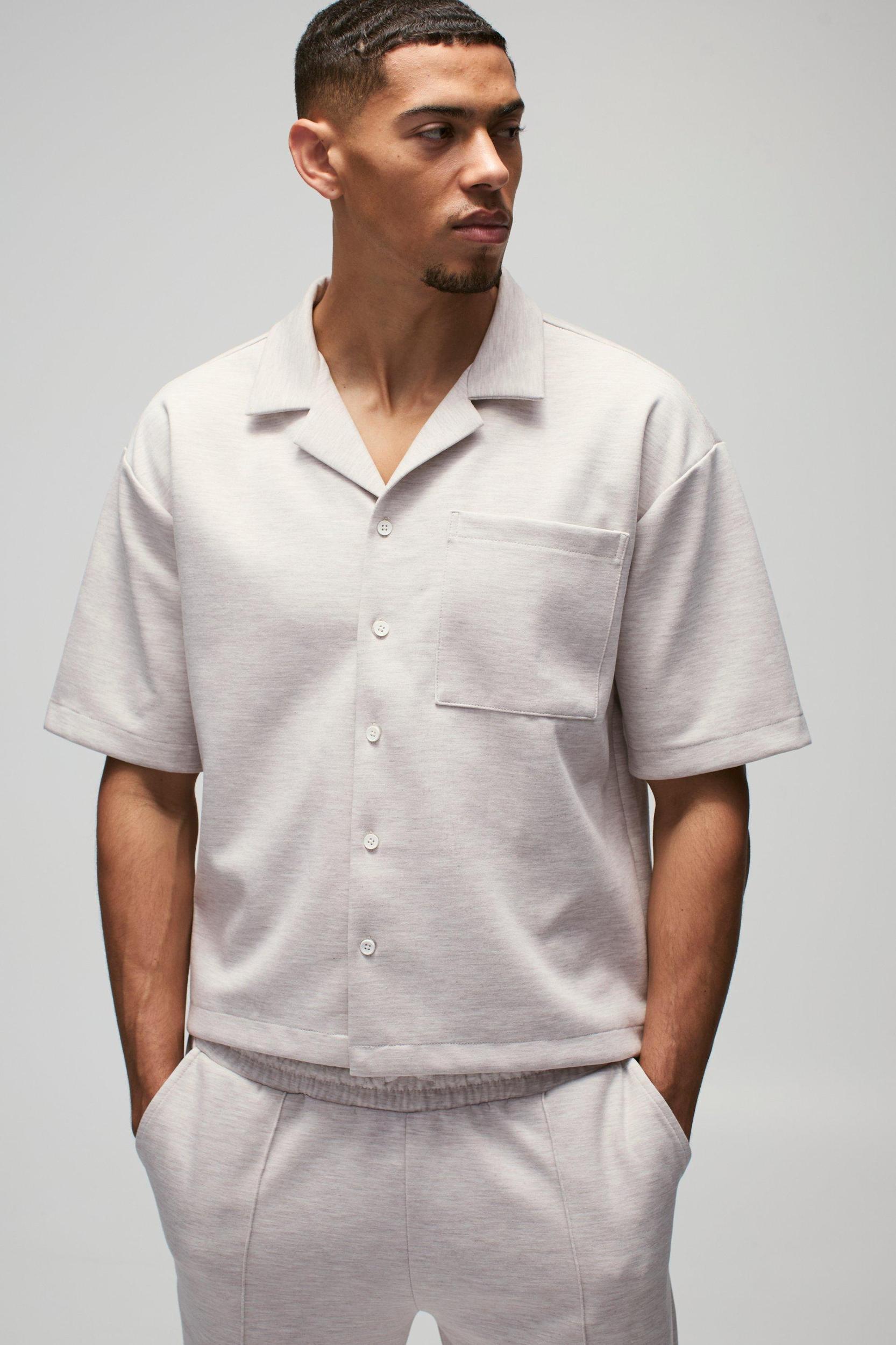 Oversized Boxy Scuba Marl Shirt | boohooMAN USA Product Image