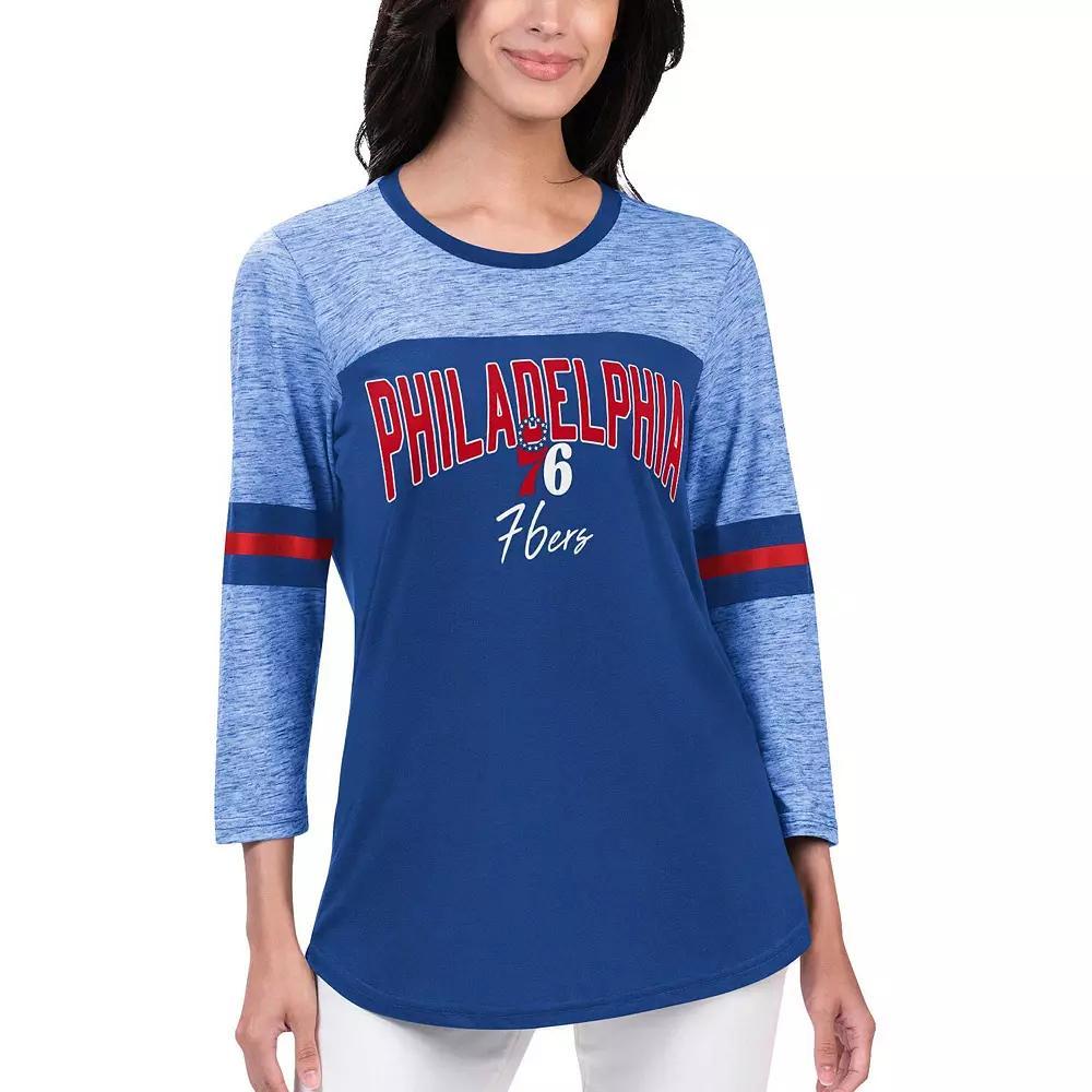 Women's G-III 4Her by Carl Banks Royal Philadelphia 76ers Play the Game Three-Quarter Sleeve T-Shirt, Size: XL, 76r Blue Product Image