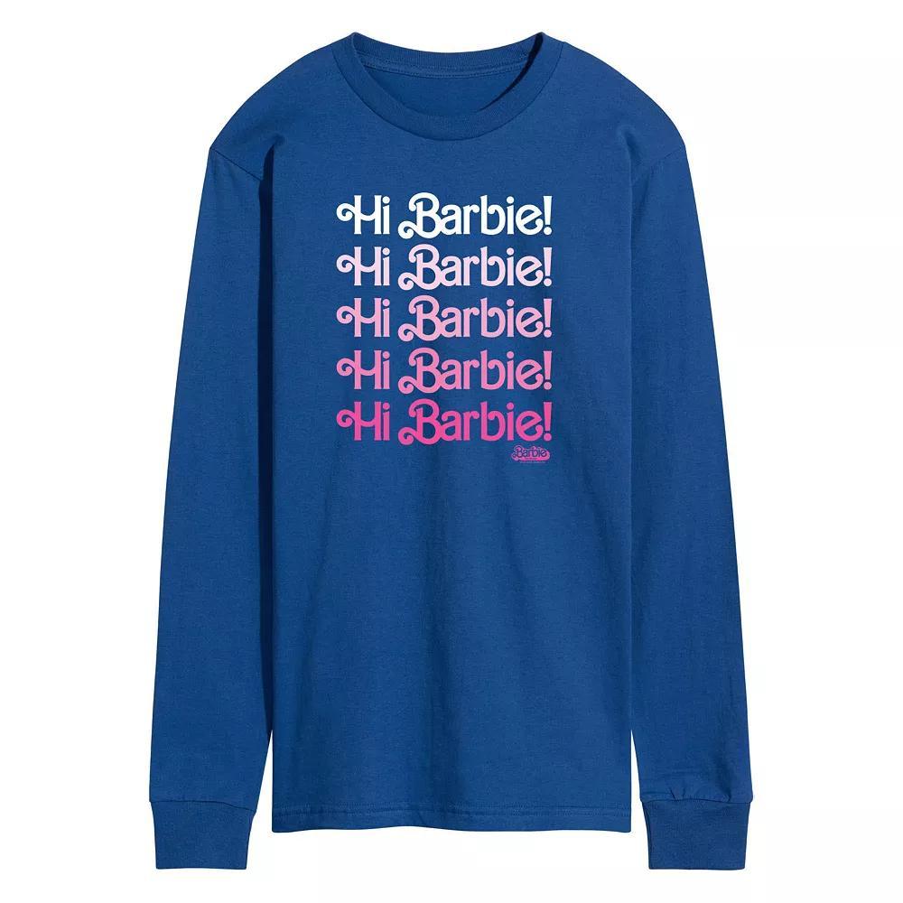 Mens Barbie The Movie Hi Barbie Long Sleeve Graphic Tee Blue Product Image