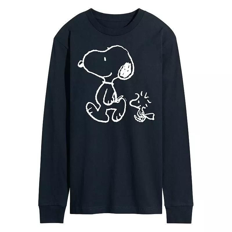 Mens Peanuts Snoopy Woodstock Walk Long Sleeve Tee Product Image
