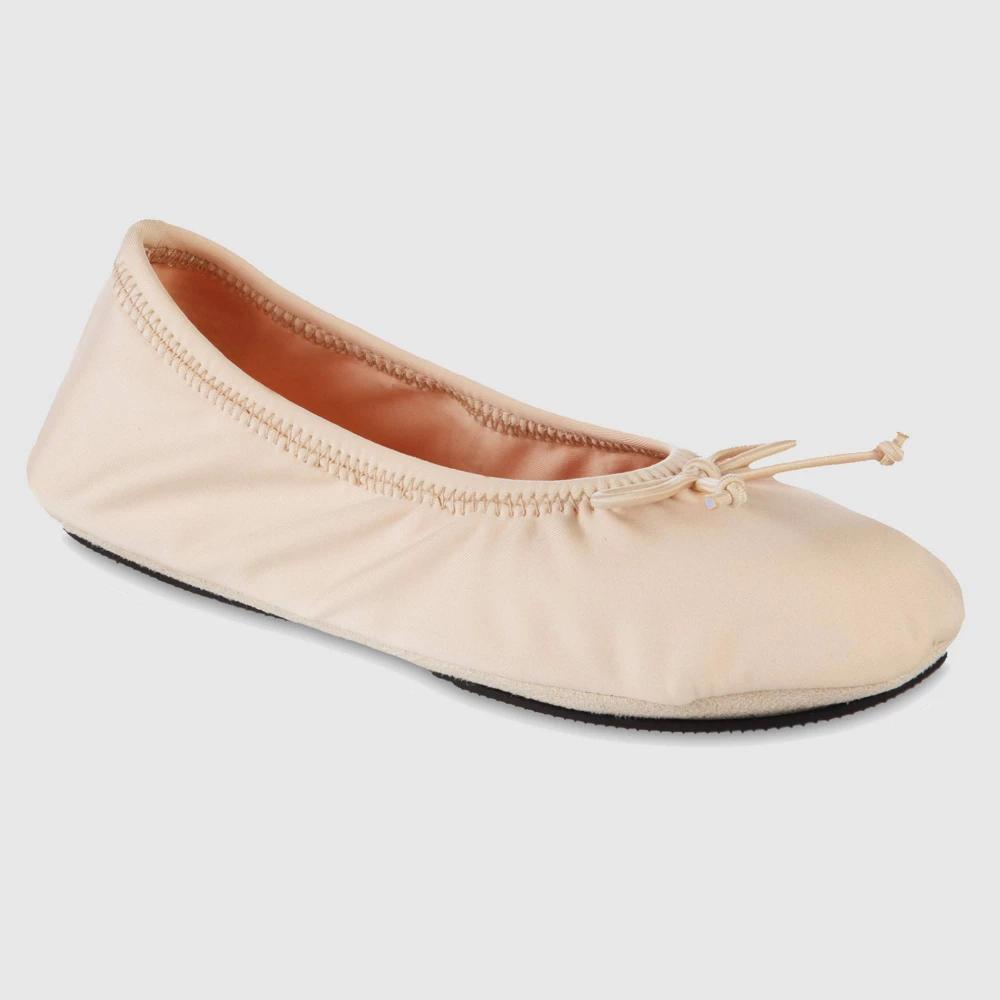 Isotoner Women's Sloan Nude Spandex Ballerina Slippers - Tobacco Brown M Product Image