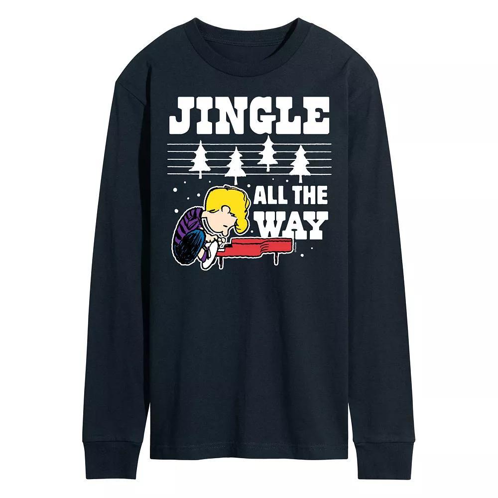 Mens Peanuts Jingle All The Way Piano Long Sleeve Tee Product Image