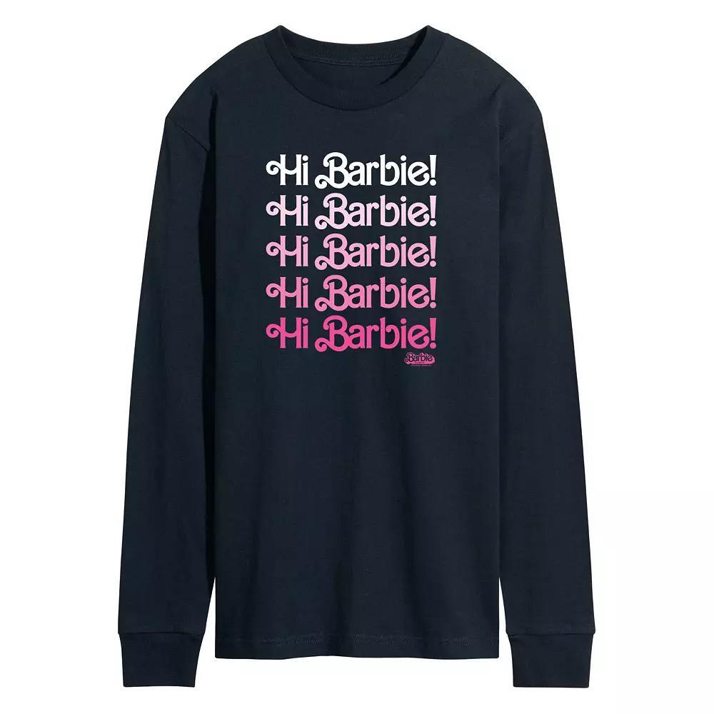 Mens Barbie The Movie Hi Barbie Long Sleeve Graphic Tee Blue Product Image