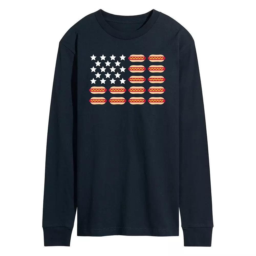 Mens Hot Dog Flag Long Sleeve Graphic Tee Product Image