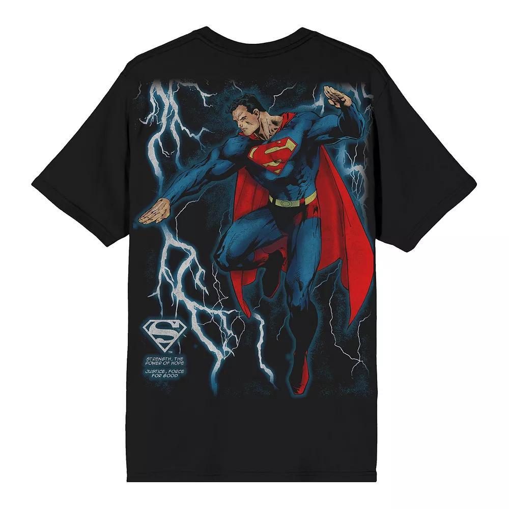 Men's Superman Lightning Graphic Tee, Size: Large, Black Product Image