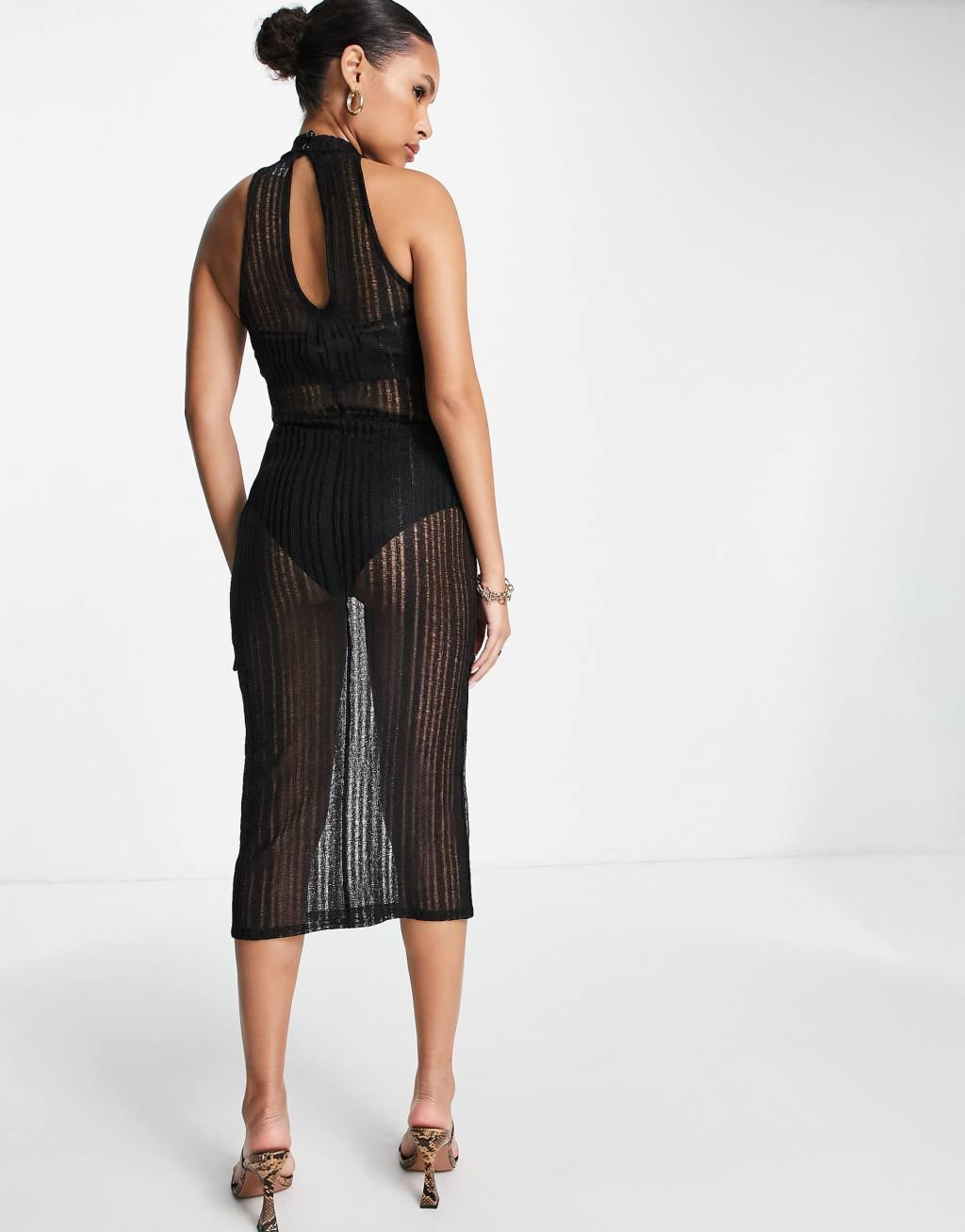 ASOS DESIGN laddered sleeveless racer front midi dress Product Image