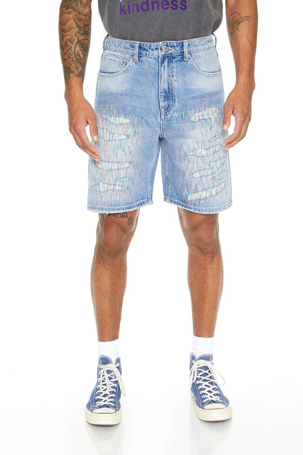 Distressed Threaded Denim Shorts | Forever 21 Product Image