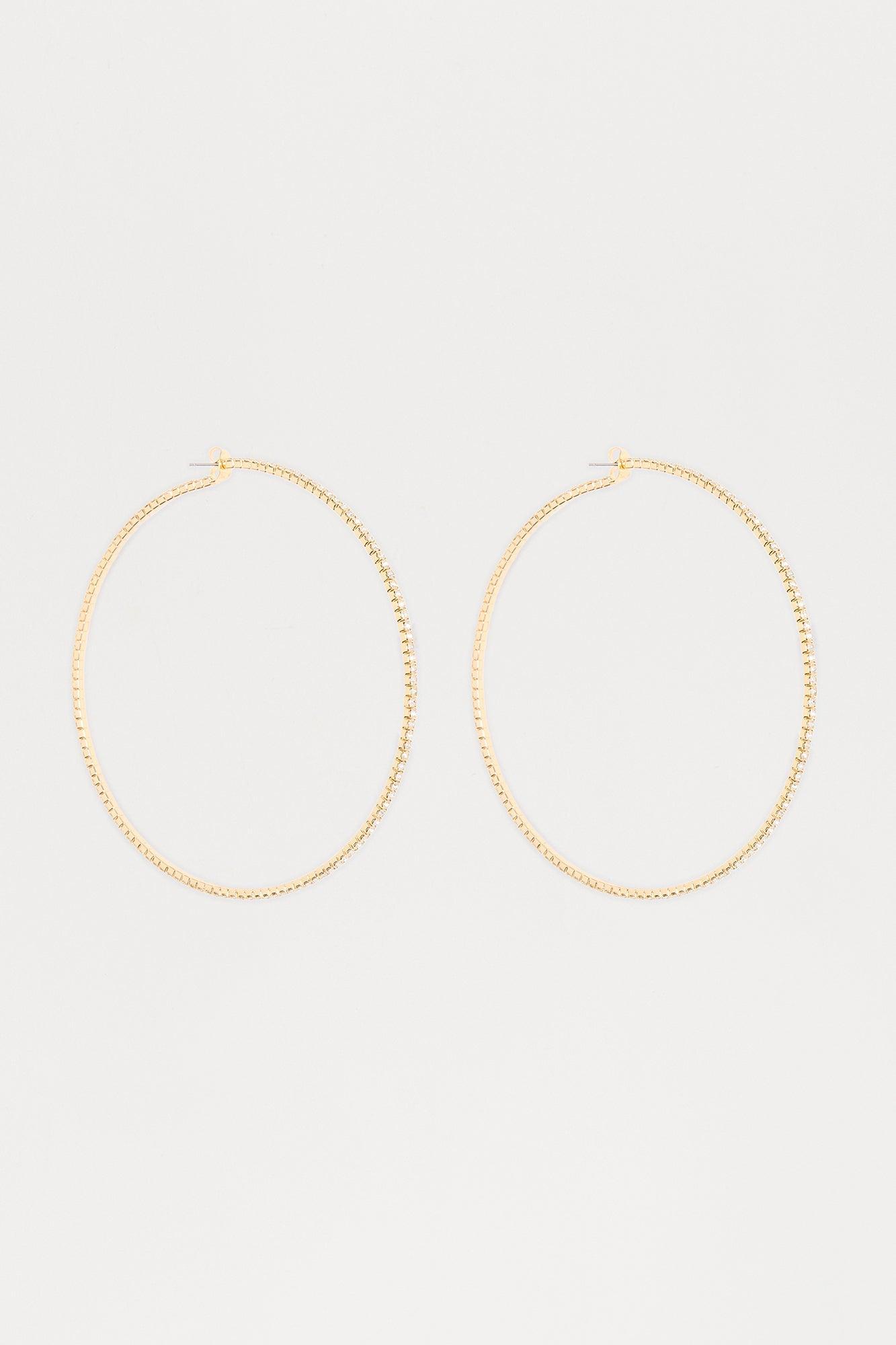 Dayna Rhinestone Hoop Earrings - Gold Female Product Image