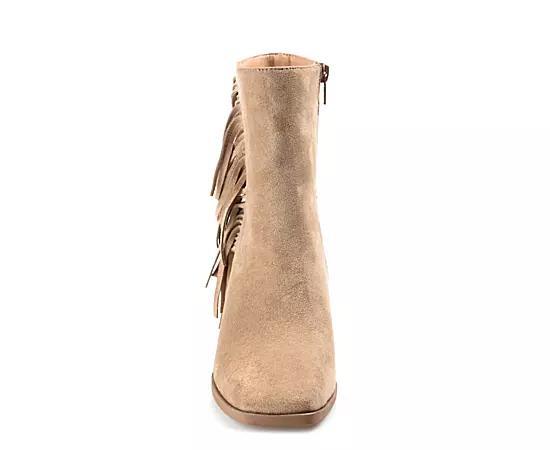 Journee Collection Womens Noriah Tru Comfort Foam Inside Zip Stacked Heel Booties Brown 6.5 Product Image