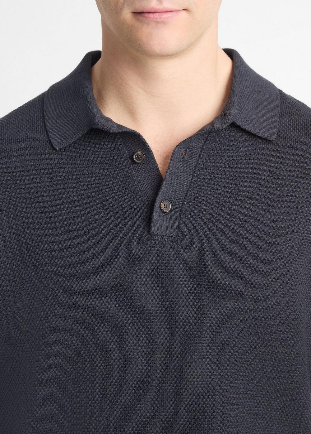 Mens Piqu-Knit Cotton Polo Sweater, Light Coastal Blue, Size XL Vince Product Image
