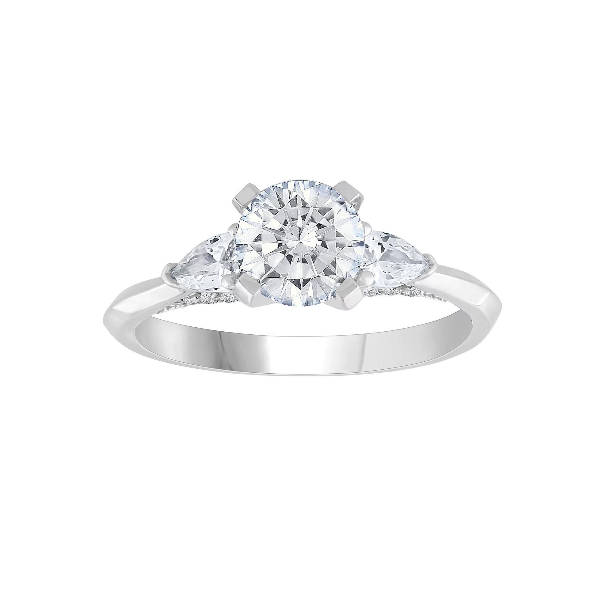 Diamond Medley 14k White Gold 1 3/5 Carat T.W. Lab-Grown Diamond 3-Stone Ring, Women's, 14k Whgold Product Image