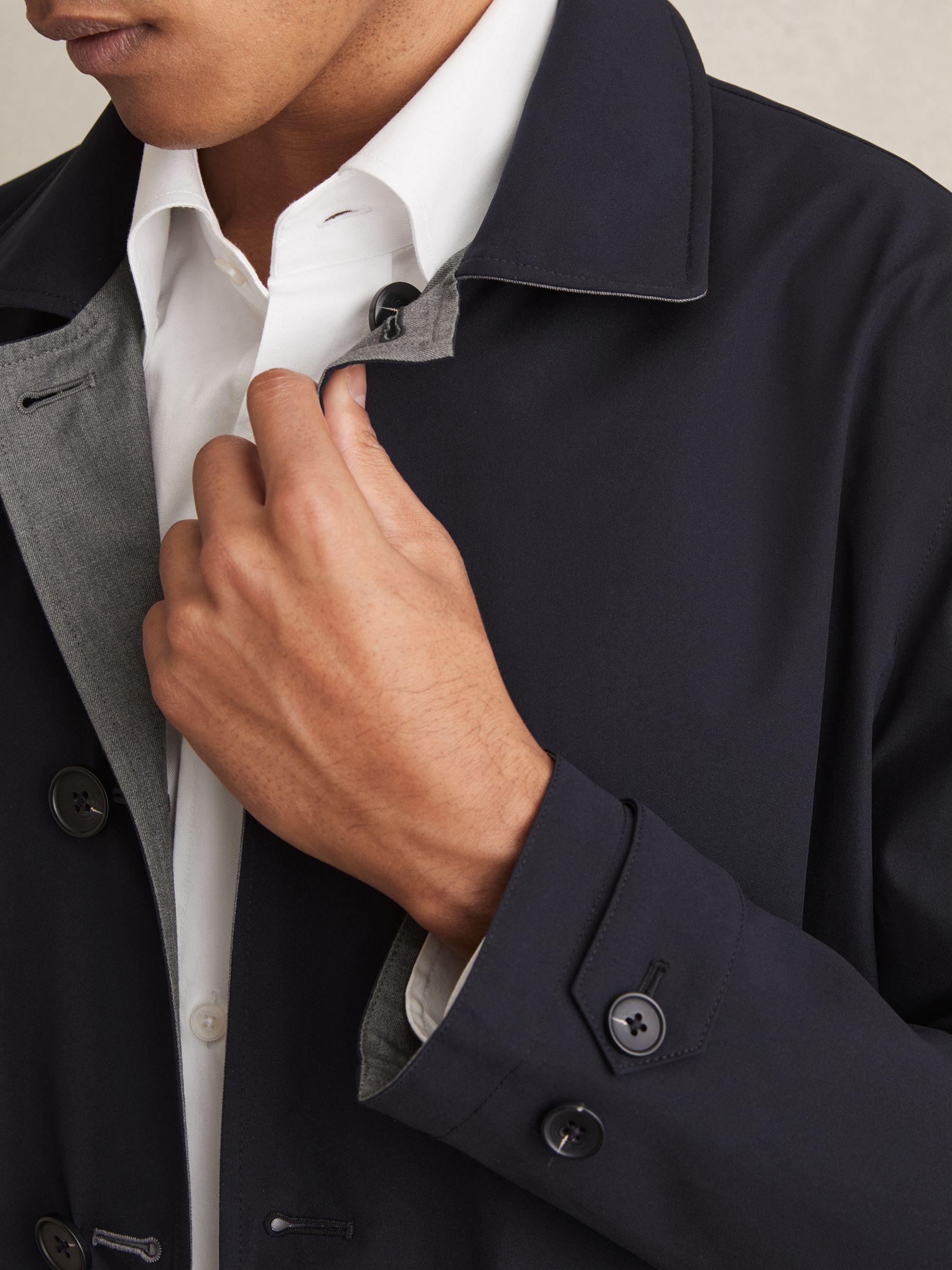 Reversible Mid-Length Coat in Navy/Grey Product Image