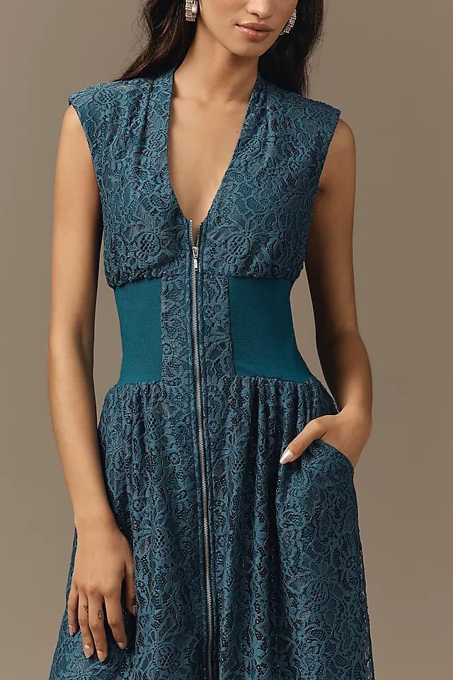 The Tommie Cap-Sleeve Front-Zip Shirt Dress: Lace Edition Product Image