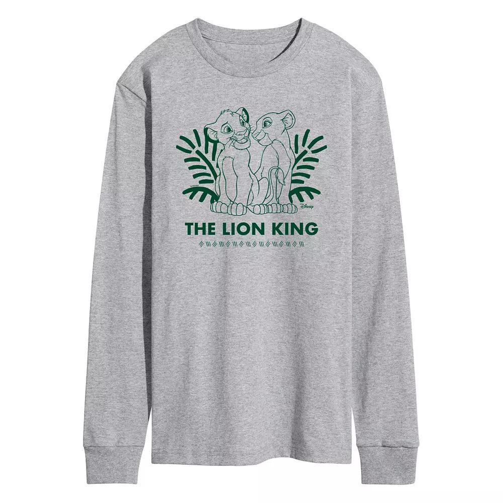 Disneys Lion King Simba & Nala Mens Long Sleeve Graphic Tee Grey Gray Product Image
