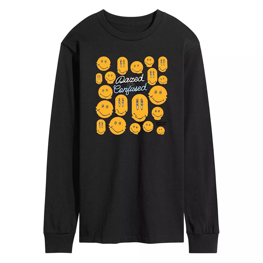 Mens Dazed and Confused Smiley Face Long Sleeve Graphic Tee Athletic Grey Product Image