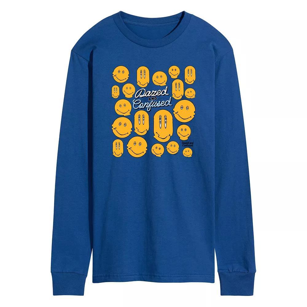 Mens Dazed and Confused Smiley Face Long Sleeve Graphic Tee Athletic Grey Product Image