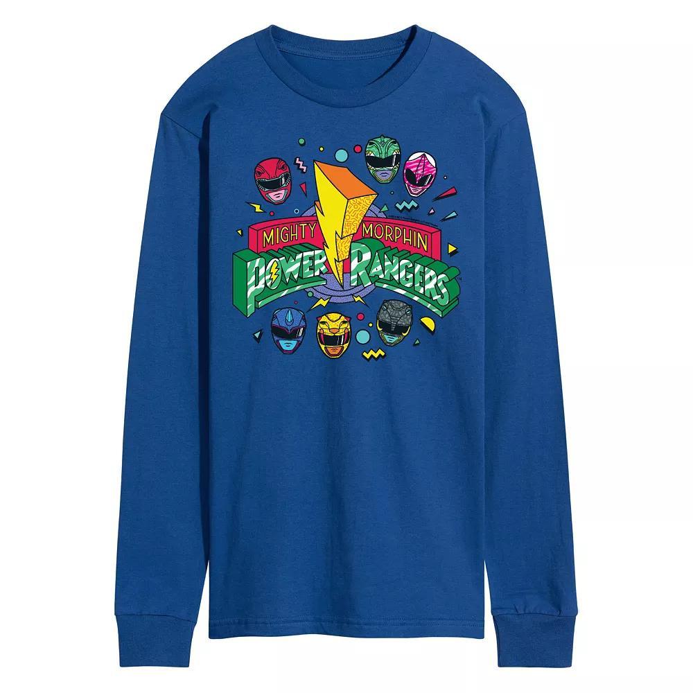 Men's Power Rangers 90s Logo Long Sleeve Graphic Tee, Size: Medium, Blue Product Image