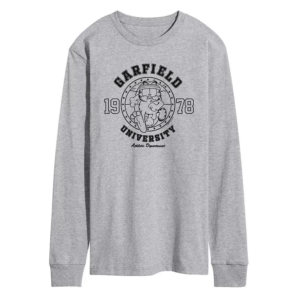 Mens Garfield Athletic Dept. Running Long Sleeve Graphic Tee Grey Gray Product Image