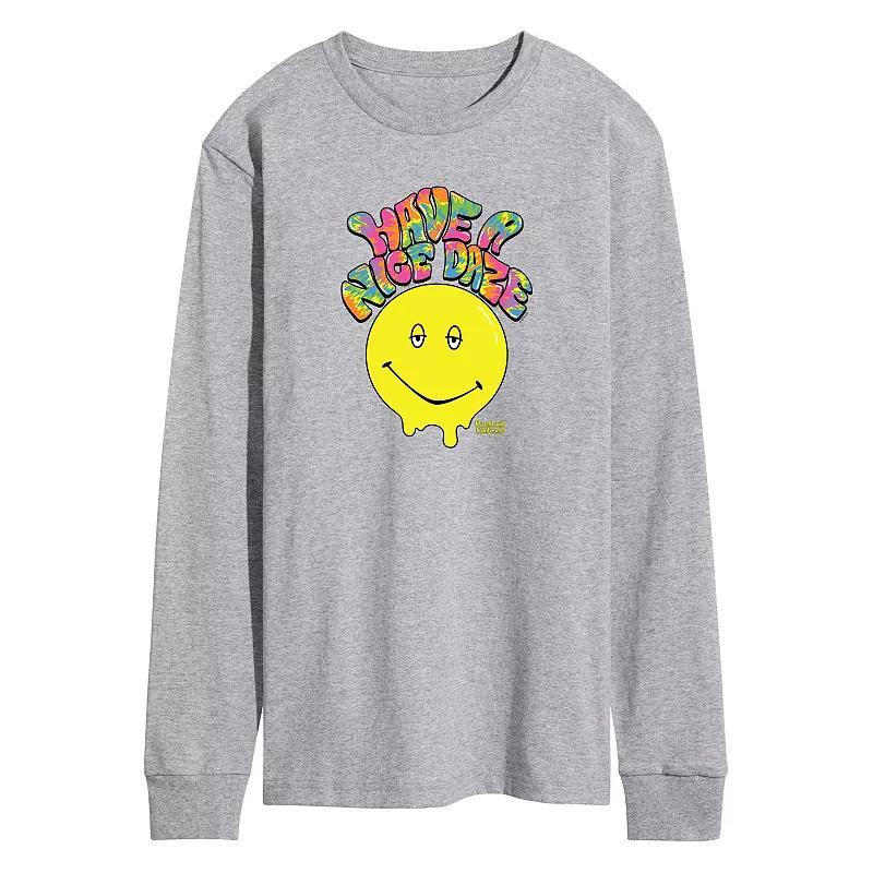 Mens Dazed and Confused Have a Nice Daze Smiley Long Sleeve Graphic Tee Athletic Grey Product Image