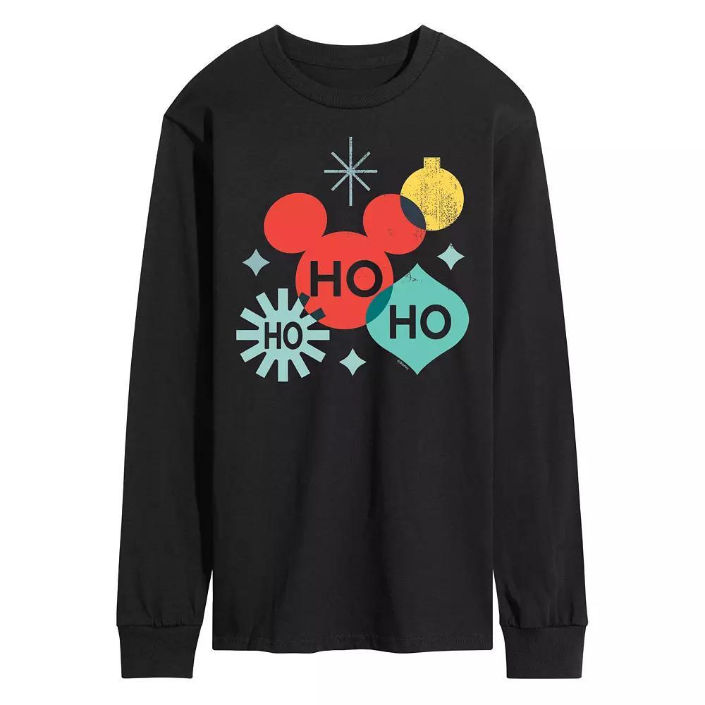 Disney's Men's Holiday Ho Ho Ho Shapes Long-sleeved Tee, Size: Small, Blue Product Image