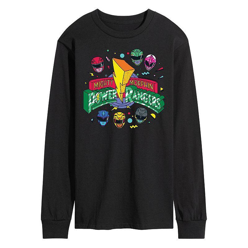 Men's Power Rangers 90s Logo Long Sleeve Graphic Tee, Size: Medium, Blue Product Image