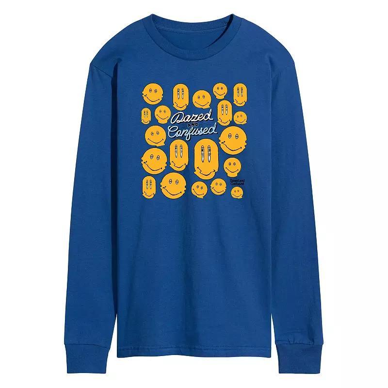 Mens Dazed and Confused Smiley Face Long Sleeve Graphic Tee Athletic Grey Product Image