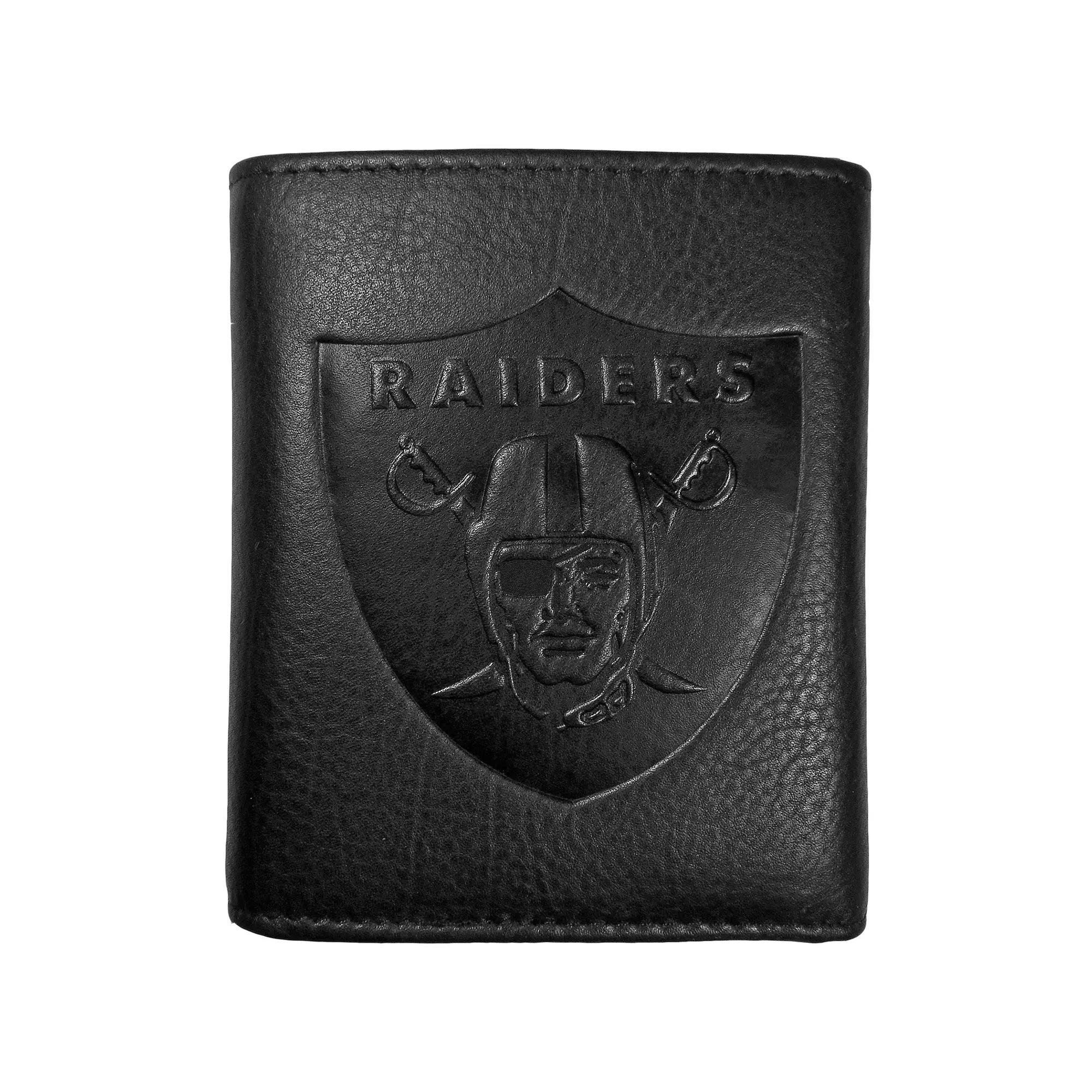 Men's Las Vegas Raiders Embossed Leather Tri-Fold Wallet, Lvr Black Product Image