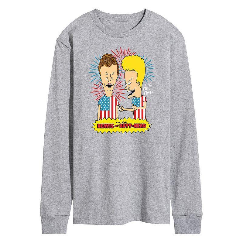 Mens Beavis And Butthead USA Firework Long Sleeve Tee Product Image