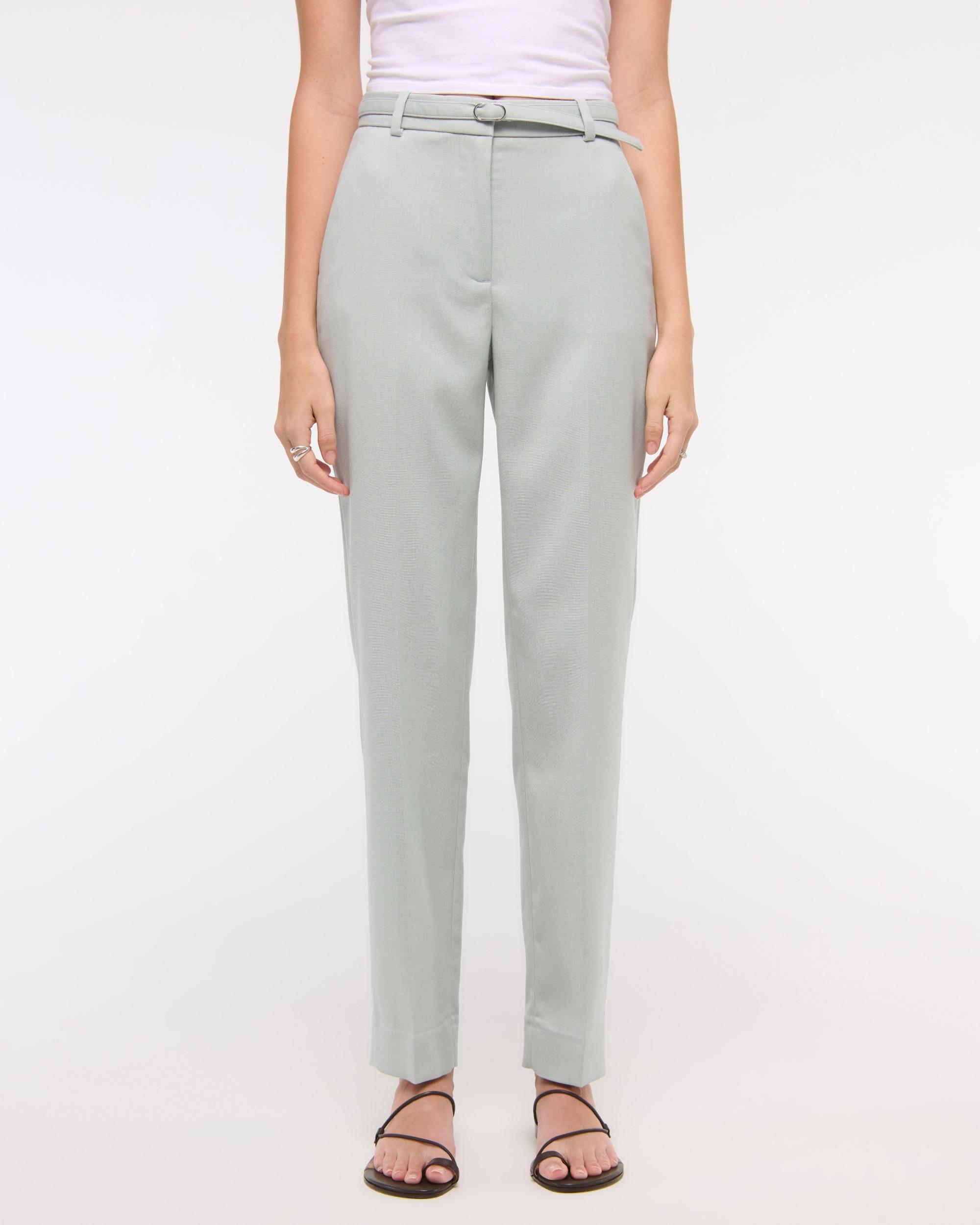 High Rise Belted Ankle Straight Pant Product Image