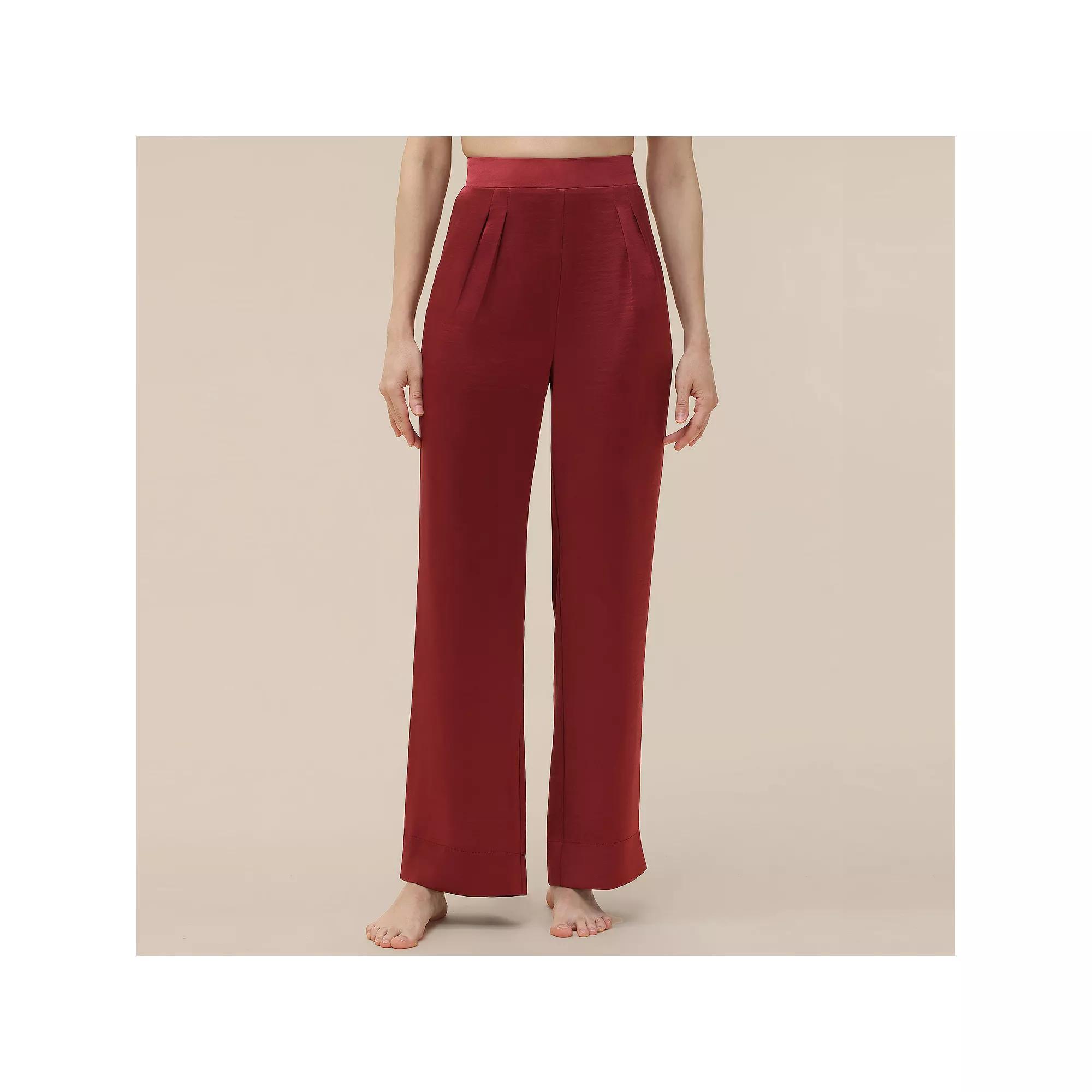 Women's Adyson Parker Satin Wide Leg Pajama Pants, Size: XXL, Red Red Product Image