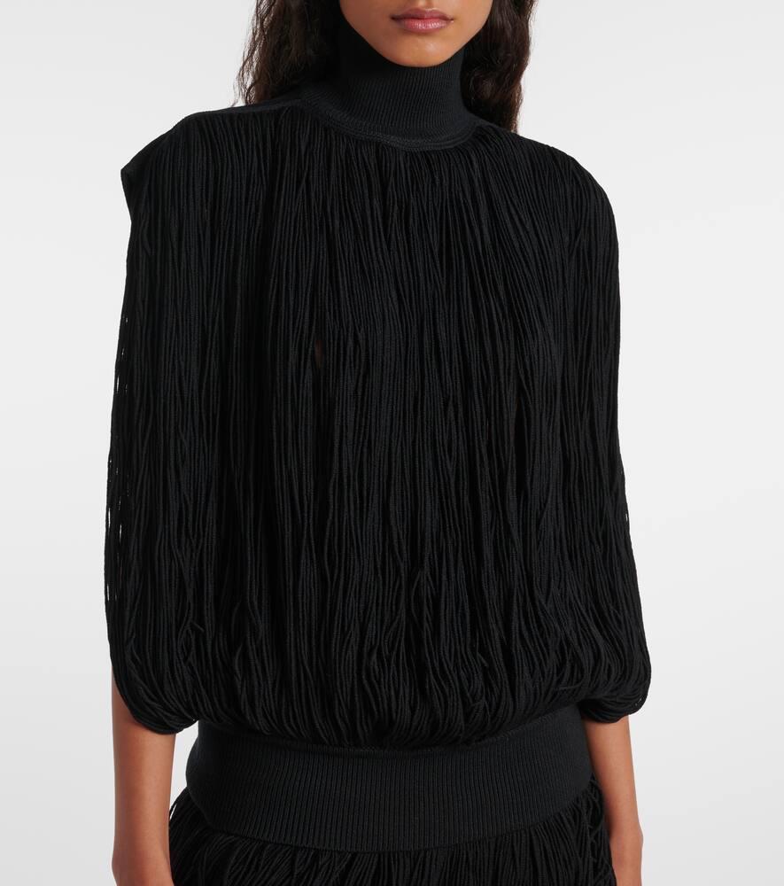 ALAÏA Fringed Wool Sweater In Black Product Image