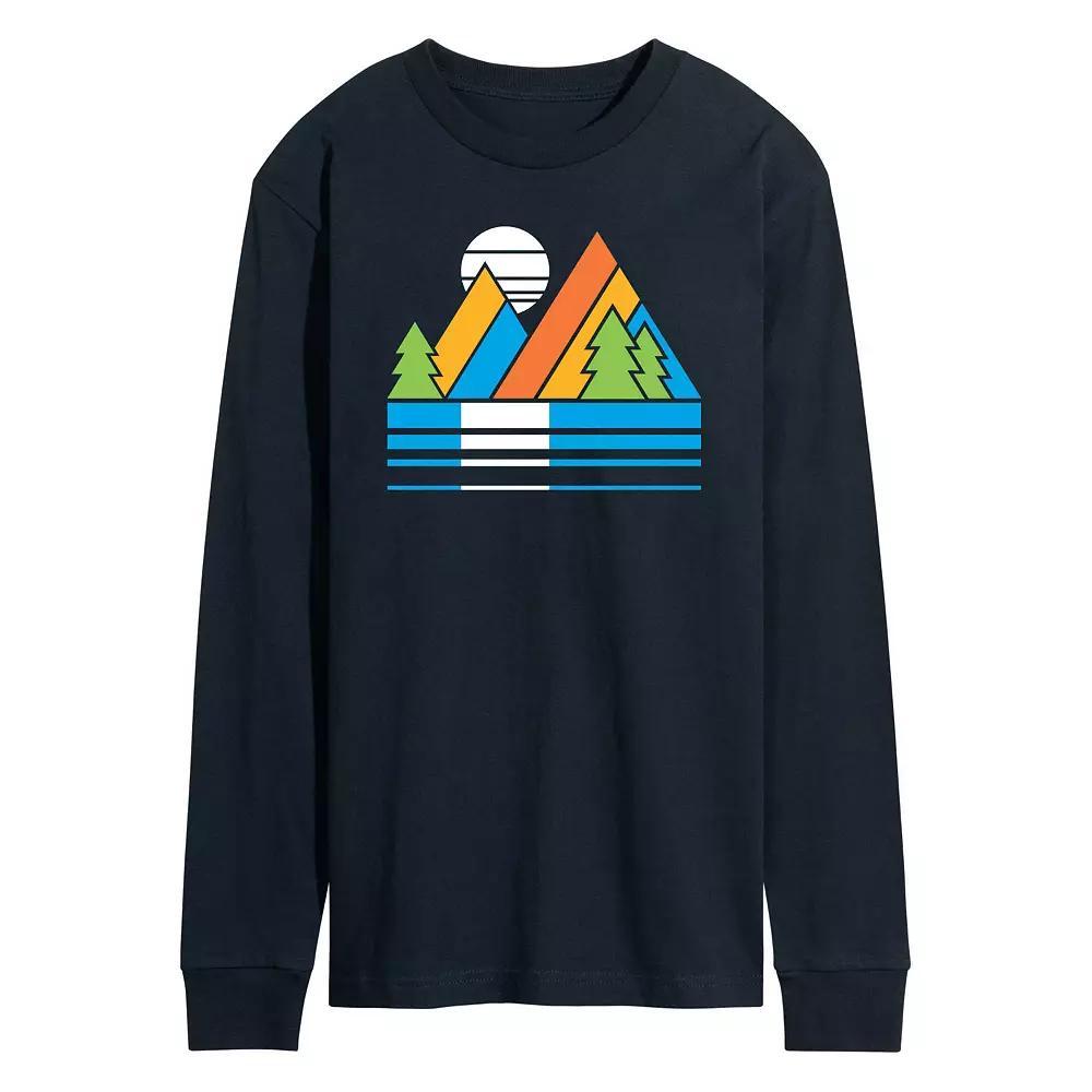 Mens Retro Mountains Sunset Long Sleeve Tee Product Image