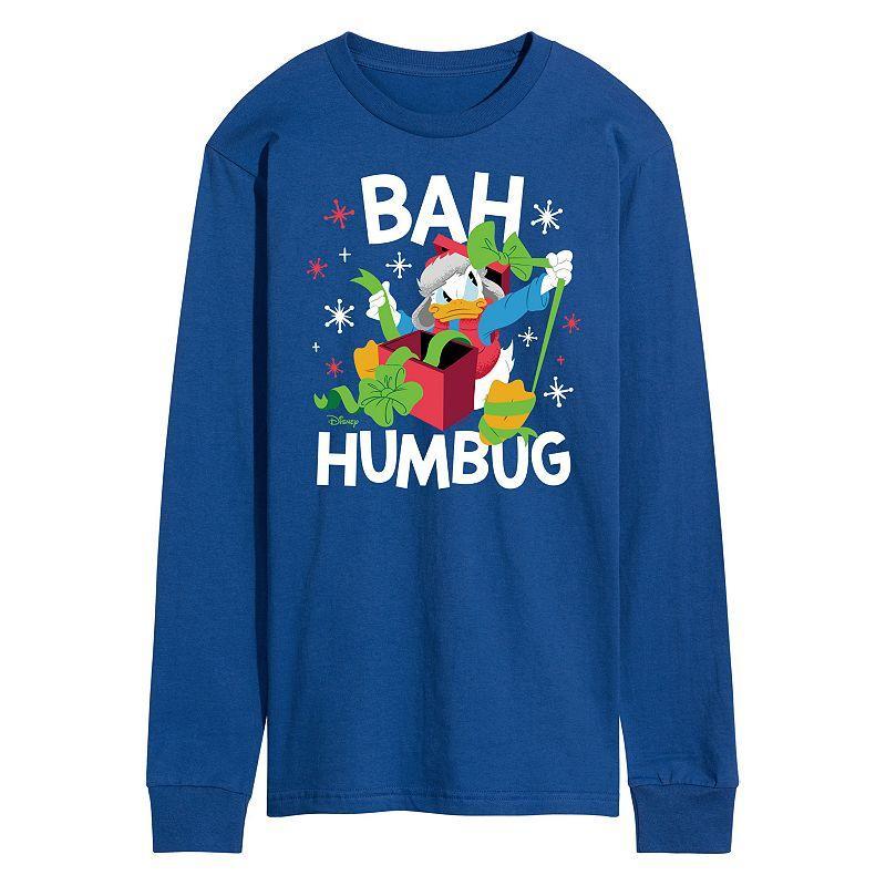 Disney's Mickey Mouse & Friends Donald Duck Men's Bah Humbug Long Sleeve Graphic Tee, Size: Large, Blue Product Image