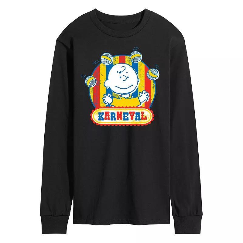Mens Peanuts Charlie Brown Karneval Long Sleeve Tee Blue Product Image