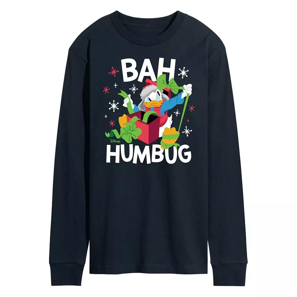 Disney's Mickey Mouse & Friends Donald Duck Men's Bah Humbug Long Sleeve Graphic Tee, Size: Large, Blue Product Image