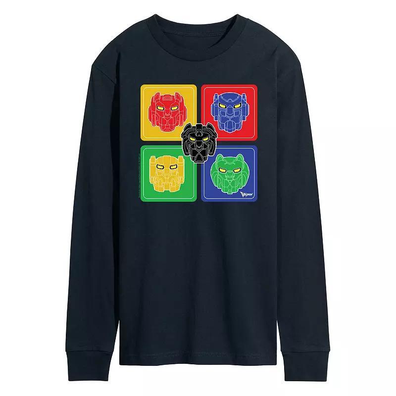 Mens Voltron Heads Long Sleeve Graphic Tee Blue Product Image