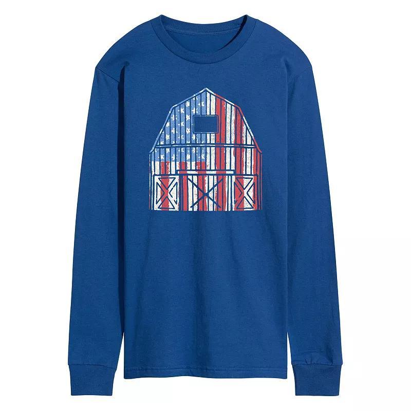 Men's USA Barn Long Sleeve Graphic Tee., Size: Large, Blue Product Image