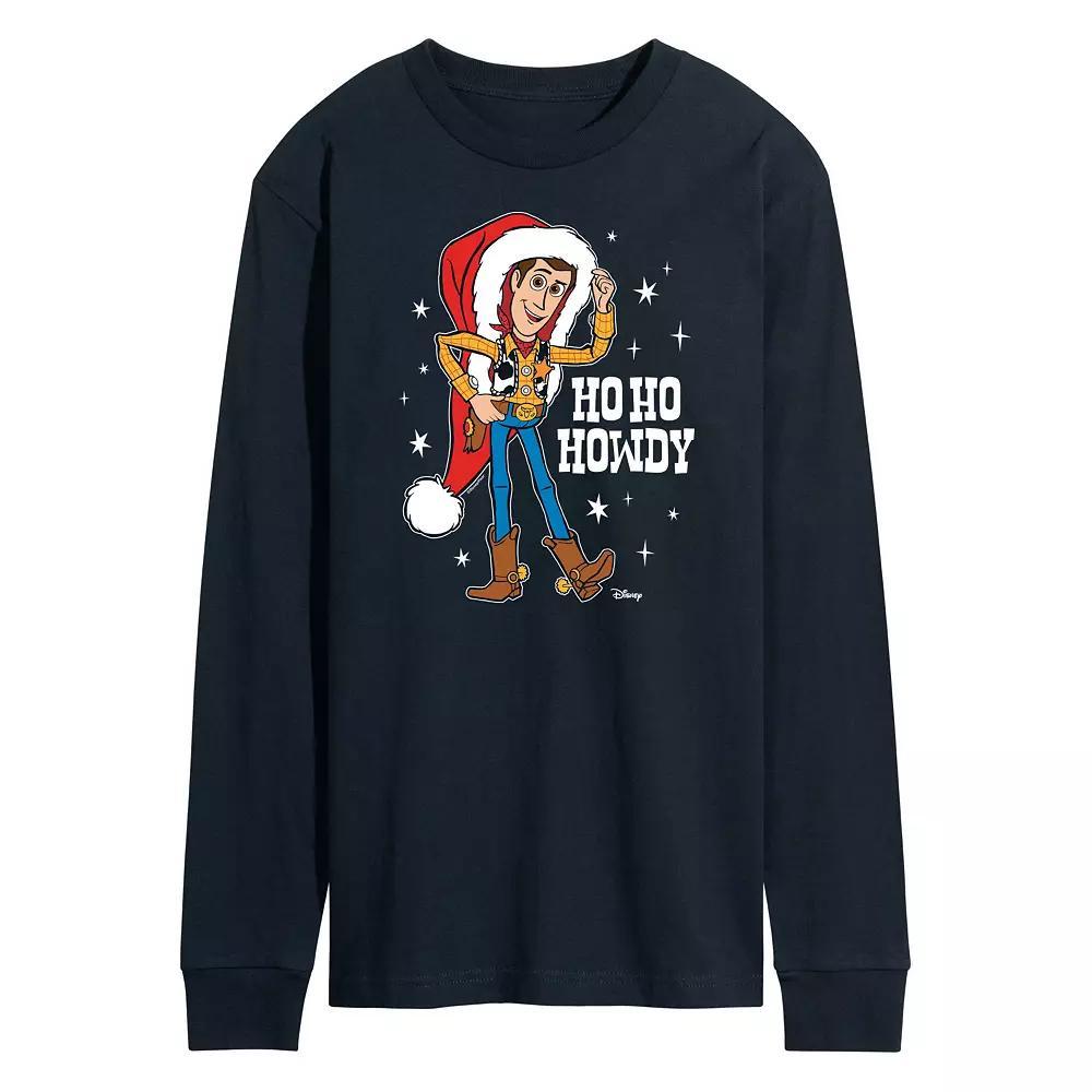 Disney / Pixars Toy Story 4 Woody Mens Ho Ho Howdy Long Sleeve Graphic Tee Blue Product Image