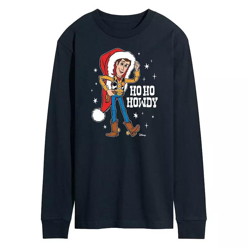 Disney / Pixars Toy Story 4 Woody Mens Ho Ho Howdy Long Sleeve Graphic Tee Blue Product Image