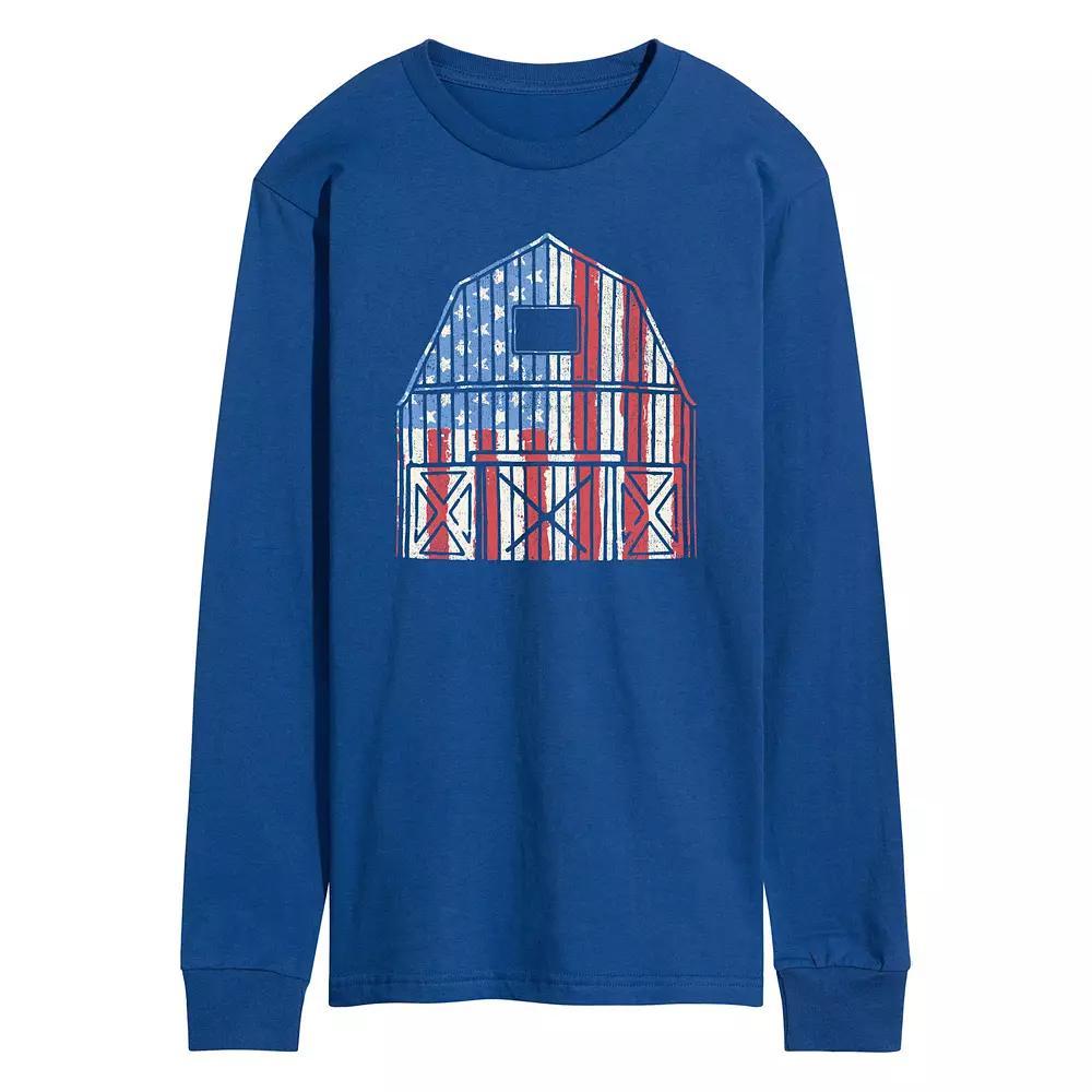 Men's USA Barn Long Sleeve Graphic Tee., Size: Large, Blue Product Image